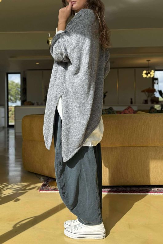 Made in Italy Big Softie Super Slant Knit Top Steel Marl /2 